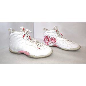 Nike White & Red Roses Little Posite One Thank You Mid-Top Sneakers 4Y W5.5 M4